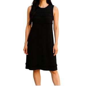 J. CREW Sweater Dress Black Vest Fringed Knit Sleeveless Size Small